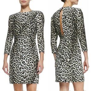 NWT Rag & Bone Short Leopard Print Silk Dress Size 4 Keyhole 3/4 Sleeve Lined